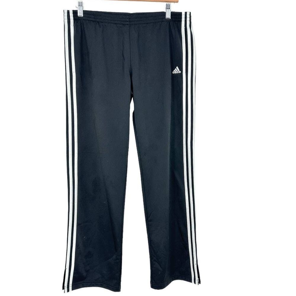 Adidas Vintage Men's SZ M Pull-On Dark Black Knit 3 Stripe Track Pants
